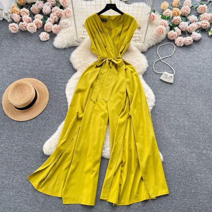 Summer%20Vintgae%20Women%20Wide%20Leg%20Jumpsuit%20Female%20Elegant%20V-Nevck%20Sleeveless%20High%20Waist%20Slim%20Casual%20Bandage%20Romper%20New%20Fashion%20-%20Image%207