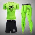 Men's Boxing Set Compression Shirt Sport Short Sleeves Rash Guard Running TShirts Quick Dry Athletic Fitness Three-piece Set. 