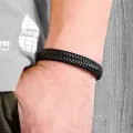 Black PU Leather Magnetic Bracelet Men's Mature and Stable and Elegant Giving Men The Best Gift for Men. 