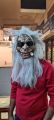 Old Man Mask with Long hair and Big Beard. 
