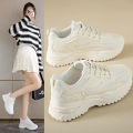 White Sneakers Women 2024 New Leather Chunky Sneakers Women's Sports Shoes Thick Tennis Vulcanized Shoes Basket Platform Shoes.