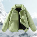 High Quality Men's Down Jacket Casual Fashion Solid Color Outdoor Sports Windproof Warm Stand Collar Coat Men's Cotton Jacket. 