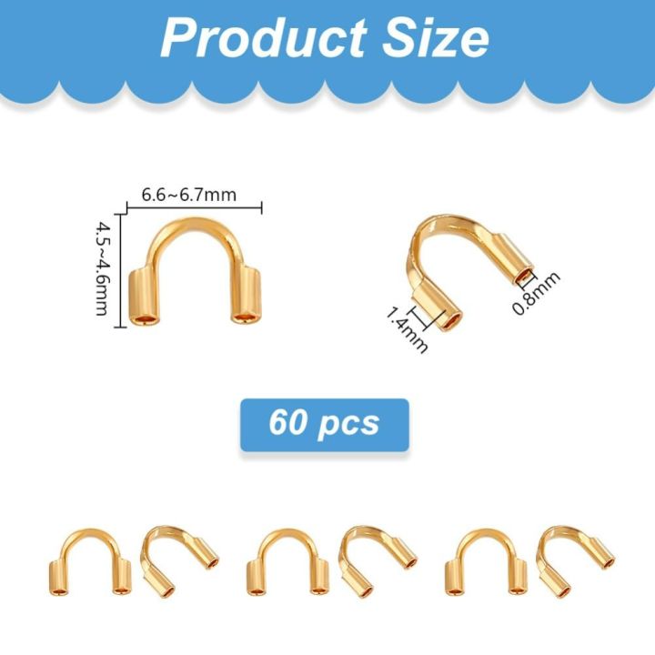 60pcs%2018K%20Gold%20Wire%20Guardian%20Golden%20U-Shape%20Cable%20Protector%20304%20Stainless%20Steel%20Wire%20Guard%20Loop%20Thread%20Protector%20for%20Earring%20kit%20-%20Image%202