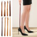 Hanging Shoe Horn Extra Long Handle Easy Remover Shoehorn Lifter Easy on Off Wooden Seniors Put on Shoes Tools. 