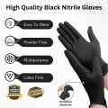 Black Nitrile Gloves Disposable 50 to 100 Pcs - Multi-Purpose Disposable Gloves Powder-Free, Waterproof & Thickened for Kitchen, Medical, Cleaning & Mechanical Use, Synthetic Rubber. Gloves. 
