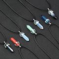 7pcs/set Natural Quartz Chakra Crystal Healing Point Cut Gemstone Pendant Reiki Necklace For Stress Reduction. 