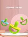 Silicone Teether Ring, Pacifier Type Teething Tool, Soft Molar Stick with Massage Dot.