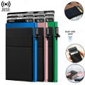 Rfid Smart Credit Card Holder Wallet Metal Thin Slim Men Women Wallets Pop Up Minimalist Wallet Black Metal Bank Cardholder Case. 