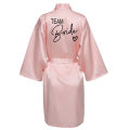Wedding Party Team Bride Robe With Black Letters Kimono Satin Pajamas Bridesmaid Bathrobe SP003. 
