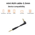 Mini Audio Cable 3.5mm Jack 90 Degree Right Angle Audio Input Adapter Auxiliary Cable Compatible with Car Audio Speakers.