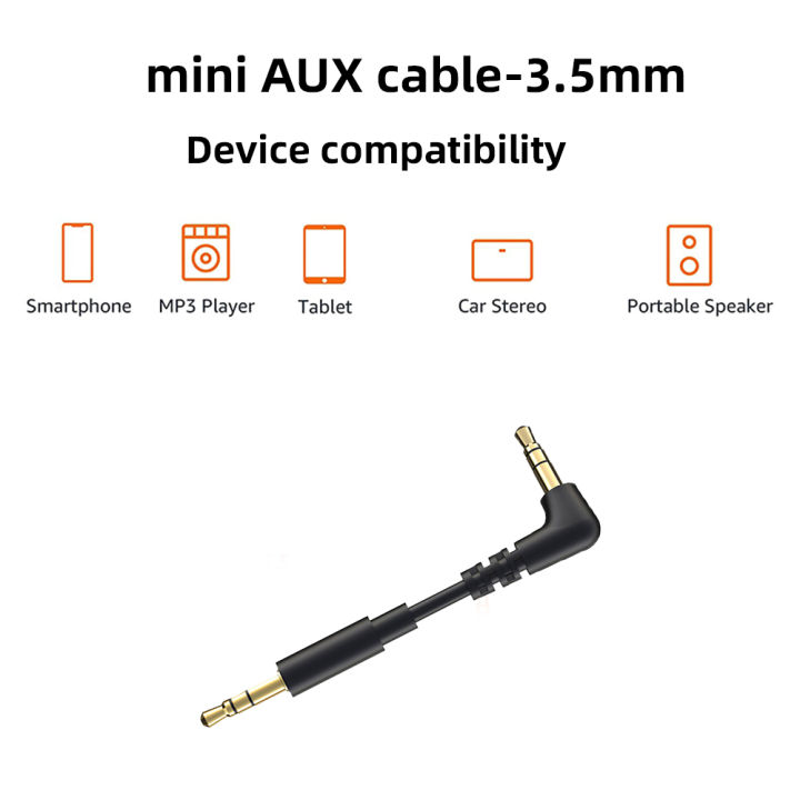 Mini Audio Cable 3.5mm Jack 90 Degree Right Angle Audio Input Adapter Auxiliary Cable Compatible with Car Audio Speakers
