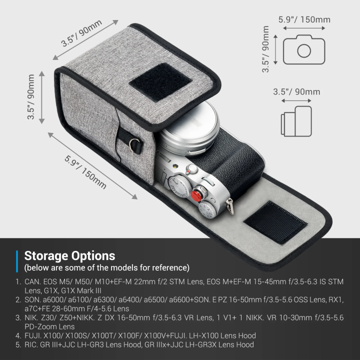 JJC%20Mirrorless%20Camera%20Pouch%20Case%20for%20%20A6700%20A6600%20A6500%20A6400%20A6300%20A6100%20A6000%20ZV1F%20ZV-1%20ZV-E10%20Ricoh%20GR3%20HDF%20GR%20IIIx%20GRIII%20-%20Image%206