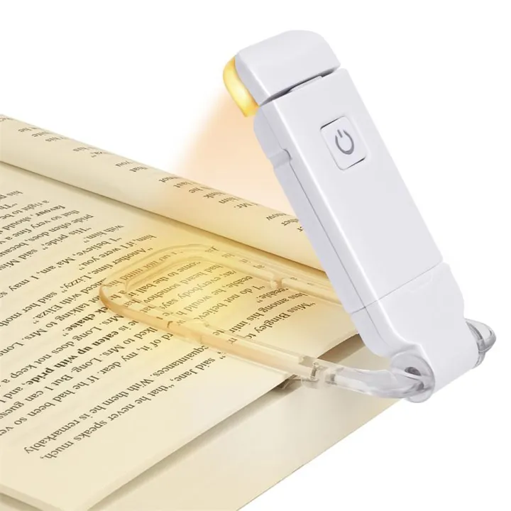 Book Light Brightness Adjustable for Eye-Protection USB Rechargeable LED Clip on Portable Bookmark Light for Reading in Bed Car
