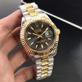 Premium Quartz Two-Tone Stainless Steel Watch For Men with White Dial, Gold Bezel, and Date Display Men's Wrist Watch.. 