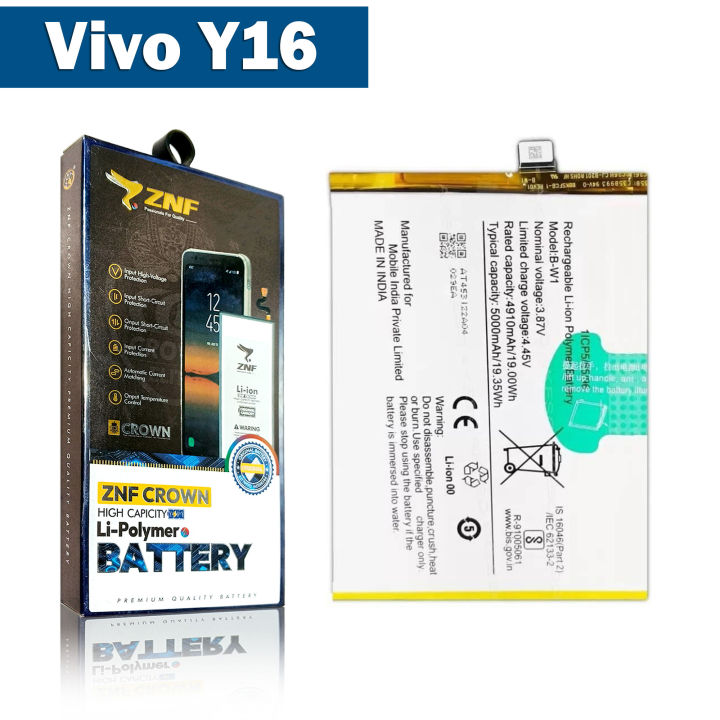 Vivo Y16 Battery Replacement ZNF Original High Capacity 5000mAh B-W1 For Y16