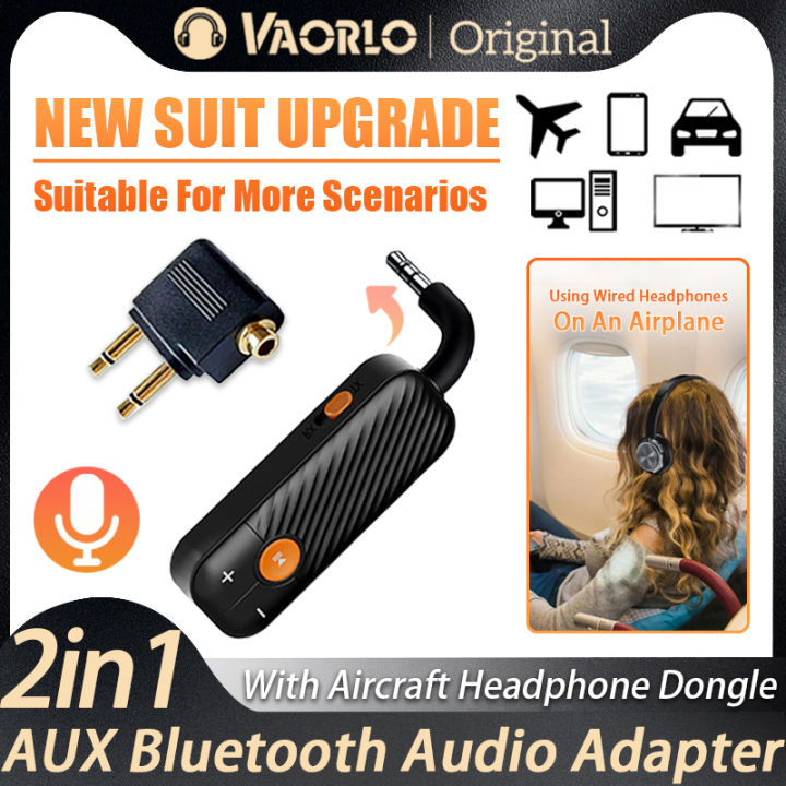 2 IN 1 Bluetooth Audio Receiver Transmitter 3.5MM AUX With Mic Aviation plane Headset Adapter Stereo Music Wireless Dongle Set
