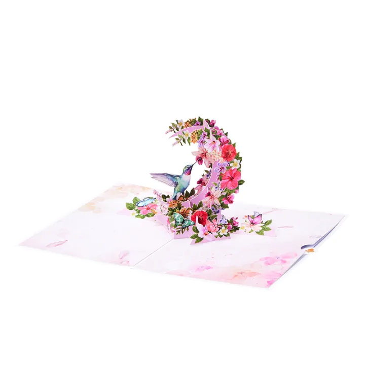 Hummingbird Red Flower 3D Greeting Card—the perfect for family, friends ...