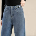 Winter Girls Plush Thermal High Waist Solid Jeans Lady Fleece Snow Warm Denim Pants Women Baggy Straight Leg Daily Trousers. 