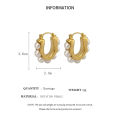 Stylish U-shaped Hoop Earrings Golden Elegant Imitation Pearl Earrings Wedding Party Luxury Accessories Women's  K-. 