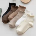 Socks For Women Cute New Summer Japanese Style Breathable Girls Short Socks Kawaii Solid Color Frilly Ruffle Socks Casual Sweet.