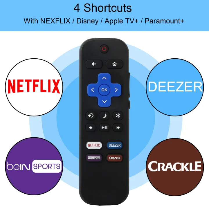 1 Pair Replacement Remote Control Use for Roku TV with Netflix DEEZER ...
