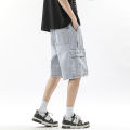 Summer Workwear Denim Shorts Street Men's Loose Straight Shorts Stretch Waist Casual Jogging Outdoor Five-Cubic Pants. 
