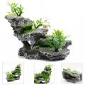 Aquarium Fish Tank Decor Rockery Mountain Stone Hiding Fish Cave Resin Ornaments. 