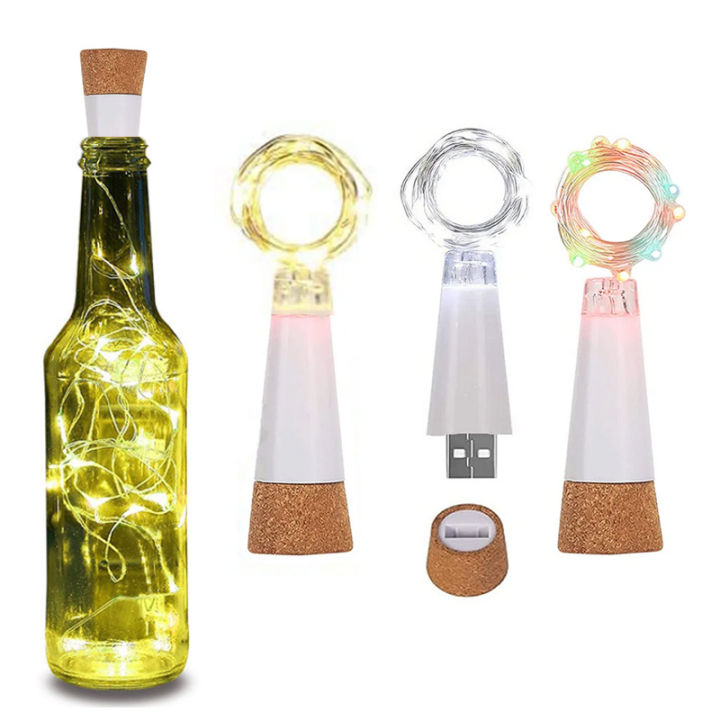 20 LEDs Cork Bottle Fairy Lights USB Rechargeable Christmas Garland String Lights for Bedroom Room Home Wedding Party Decoration