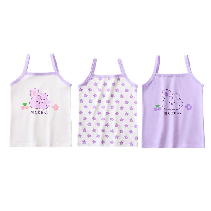 3pcs/Lot Girl Cotton Singlet Tops Breathable Underwear Tank Kids Quality Undershirts Cute Tank Tops Size 3-10T
