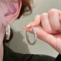 Huitan Simple Metal Circle Earrings for Women No CZ Design Fashion Contracted Female Ear Hoop Earrings Silver Color Jewelry 2023. 