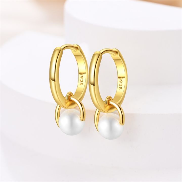 100%25%20925%20Sterling%20Silver%20Pearl%20Golden%20Geometry%20Hoop%20Earrings%20For%20Women%20Fashion%20Birthday%20Party%20Wedding%20Jewelry%20Engagement%20Jewelry%20-%20Image%203