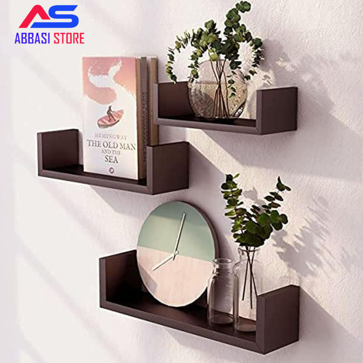 U-Shaped  Floating Shelves for Wall, Wall Shelves Set of 3, Small Wall Mounted Shelf for Bedroom, Kitchen, Bathroom and Living Room Decoration Storage
