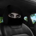 2pcs Mysterious Veil Red-Eyed Girl Printed Car Headrest Covers | Polyester, Knit Fabric, No Padding, Easy to Install and Wash.