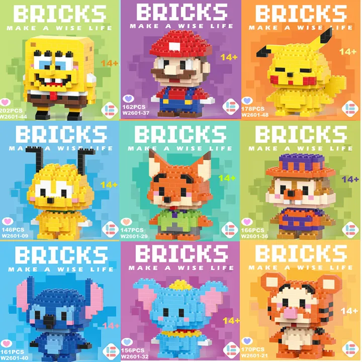 Cartoon building blocks Disney figures mini building blocks nano kids bricks