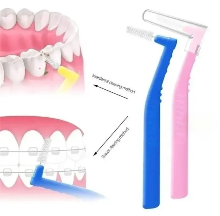 Medical cleaning interdental brush L-shaped interdental brush ultra-fine soft hair orthodontic special disposable bracket gap cleaning interdental brush