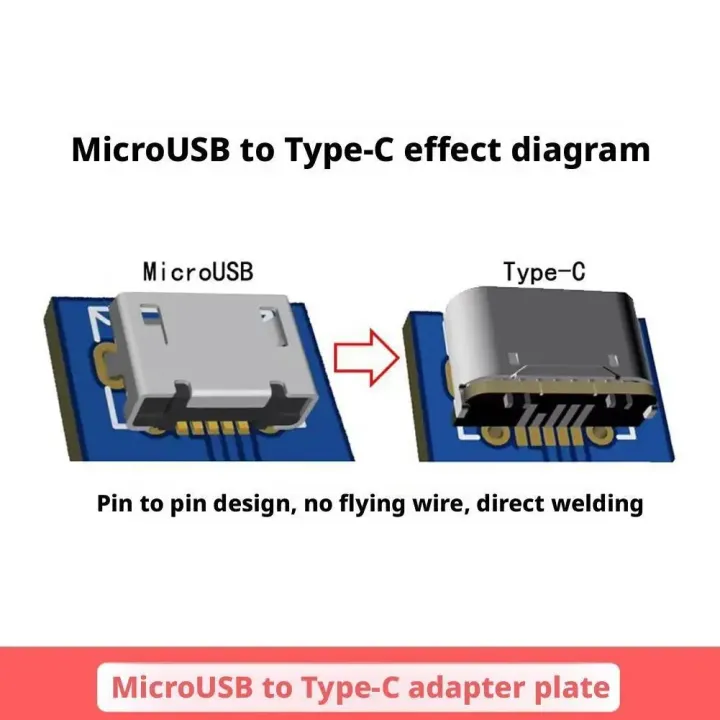 5pcs%20MicroUSB%20to%20Type-C%20adapter%20Board%20Supports%20Reversible%20Type-C%20Charging%20&%20USB%202.0%20Data%20Transfer%20Converter%20Connector%20DIY%20-%20Image%205