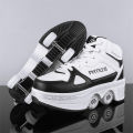 Boys Girls Rage Shoes Four Wheel Student Edition Kids Roller Skating Shoes with Retractable Wheels Adult Walking Skating Shoe. 