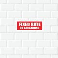 Pack of 2 Fixed Price No Bargaining Sign Sticker Red White 11.8x3.9 inch. 