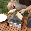 304Stainless Steel Foldable Portable Camping Stovetop Toaster - Perfect for Hiking, Picnic and Outdoor Use.
