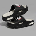 Men Thick Sole Summer Beach Slides Bathroom Anti Slip Slipper Soft Sandals Simplicity Ultra Light Letter Shoes Men Slippers. 