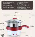 Multi-function Portable Cooker Non-stick Stainless Steel Electric Skillet Fry Pan Rice Cooker. 