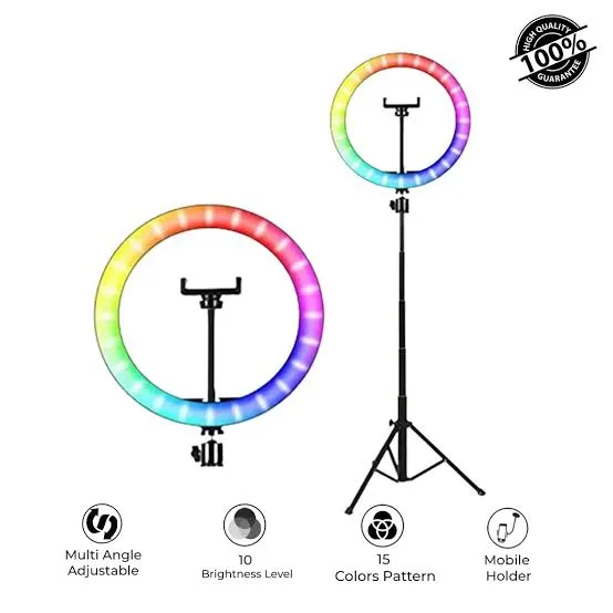 MJ26%20Ring%20Light%20RGB%20(Red,Green,Blue)%20With%207%20inch%20Tripod%20Stand%20-%20Image%202