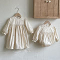 Family Sister Matching Dress Outfit Baby Girls Clothes Sisters Dress Embroidered Hollow Girl Dress Baby Romper Princess Dresses. 