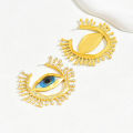 Gold Color Big Evil Eye Hoop Earrings For Women Gold Color Exaggerated Crystal Stone Left Right Side Statement Earrings For Girl. 