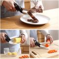 Dobeli Separable Stainless Steel Barbecue Steak Cutting Shear Household Vegetable Scissors 2 In 1 Multi Kitchen Tool Fruit Knife.