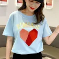 Qdshop🎈New arrival Korean style heart shape summer short-sleeved T-shirt simple and multi-match easy to wear all festival❤️. 