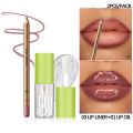 2pcs/4pcs Gradient Lip Makeup Set - Lip Liner & Lip Oil Ombre Effect Smooth Define Blend Moisturizing Long-Lasting Ouplook.