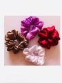 4 Random Satin Scrunchies, Free Size, Korean Scrunchies Girl, Women Hair Bands, Ladies Scrunchies Satin Scrunchies, Cute Hair Ponytail Scrunchies, Scrunchie Set 4 pics Hair Band, Head Band for Women, Hair and Hand Band for ladies. 