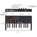 M-VAVE 25-Key MIDI Control Keyboard Mini USB Keyboard MIDI Controller with 25 Velocity Sensitive Keys 8 RGB Backlit Pads 8 Knobs. 