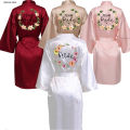 Wedding Party Team Bride Robe Kimono Satin Pajamas Bridesmaid Bathrobe SP073.